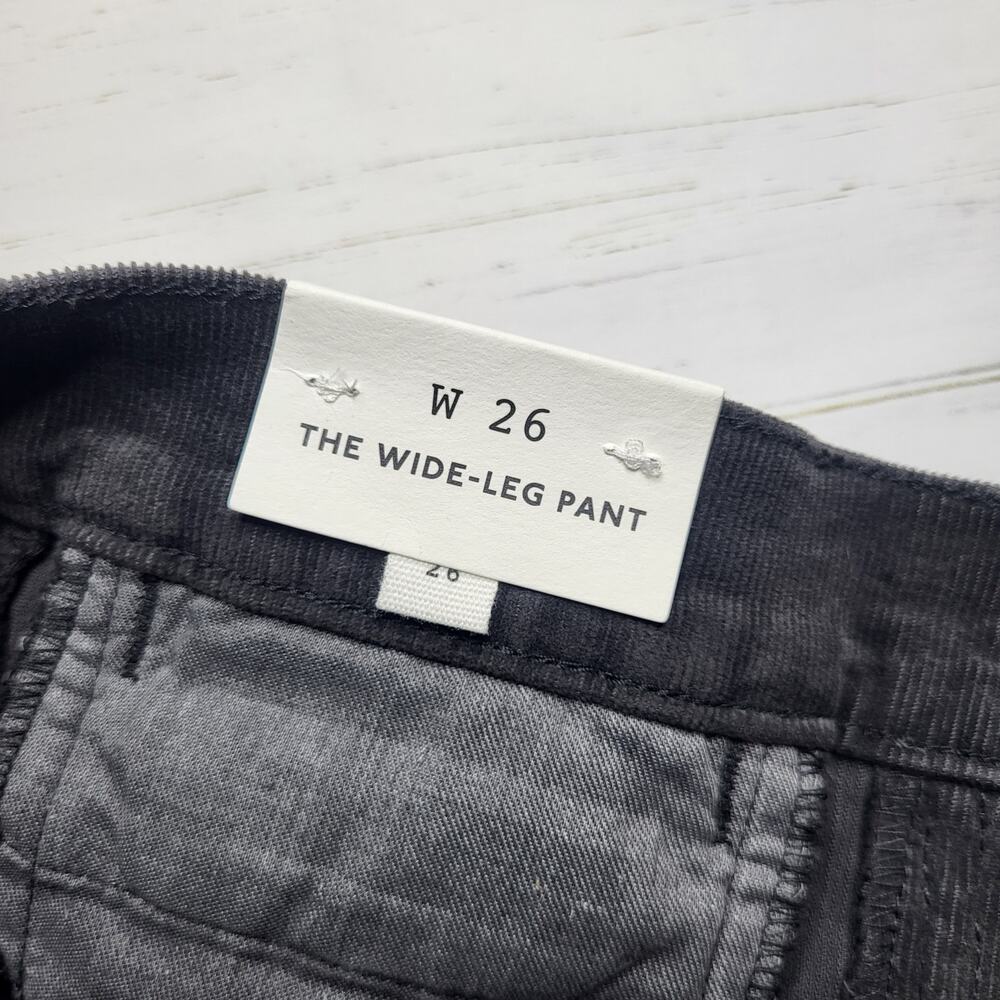Madewell Wide Leg Corduroy Pants Black Coal Gray Stretch Minimalist Neutral 26 - Picture 9 of 11
